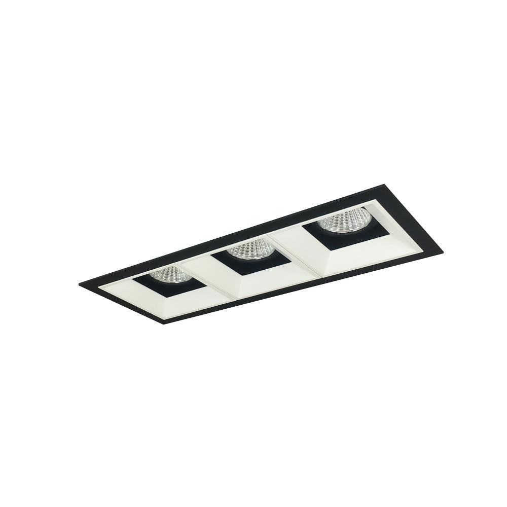 Iolite MLS 3-Head Trim Set, Black Flange, 3000K, 1000lm, Black/MPW Fixed Downlt./Adj. Gimbal Trims
