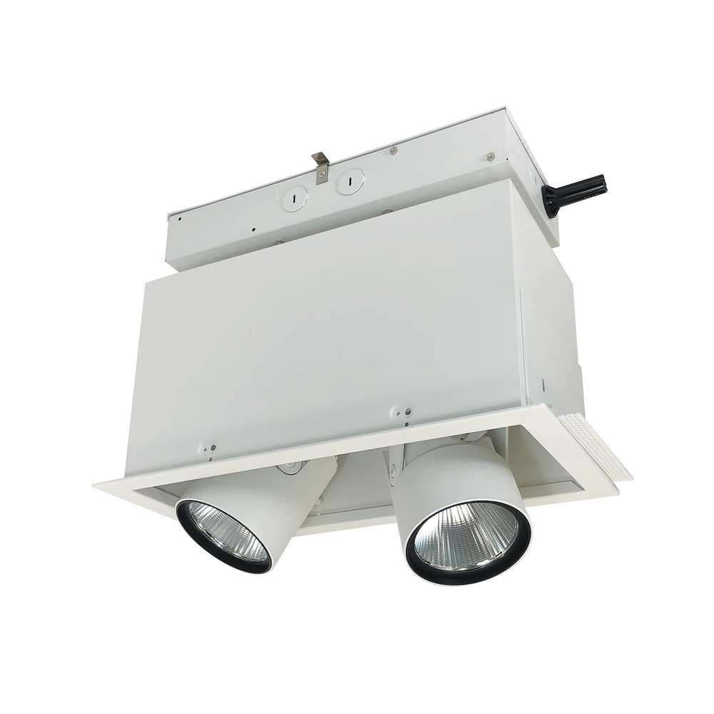 Pull-Down LED Trimless 2-Head MLS, 30W / 2100lm per Head, Flood, 4000K, White, 277V 0-10V Dimming