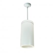 Nora NYLS3-6P1L240NC12WWW - 6" Sapphire III Pendant Mount White Cylinder, Matte Powder White Reflector/Matte Powder White