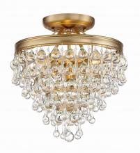 Crystorama 130-VG_CEILING - Calypso 3 Light Crystal Teardrop Vibrant Gold Semi Flush Mount