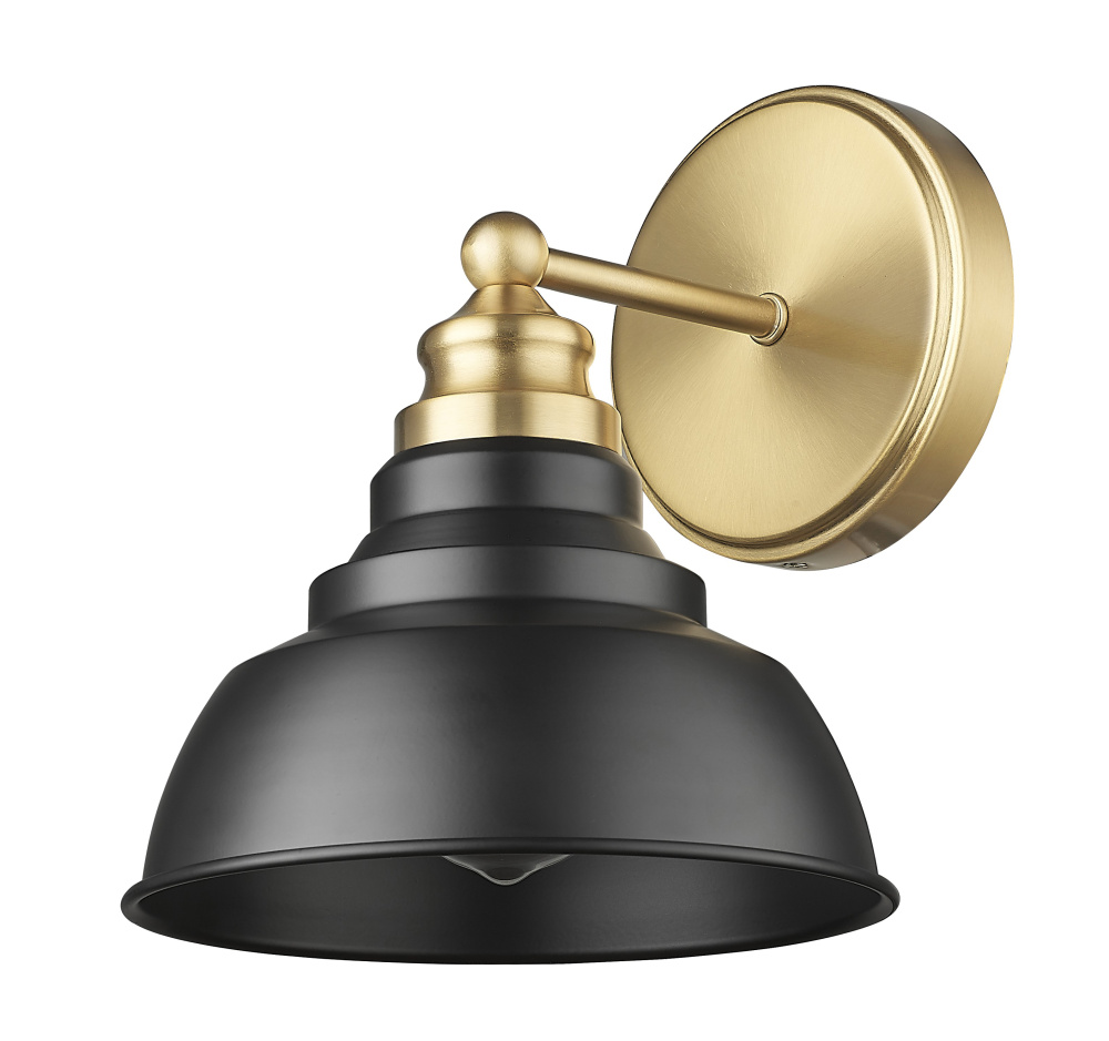 Bishop 8 in. Matte Black and Brass 1-Light Sconce