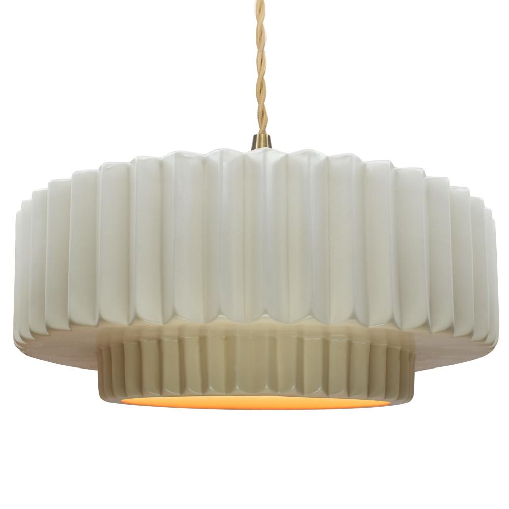 Large Tier Pleated LED Pendant