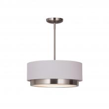 Justice Design Group FAB-4475-WHTE-NCKL - Tate 16" LED Semi-Flush Drum Pendant