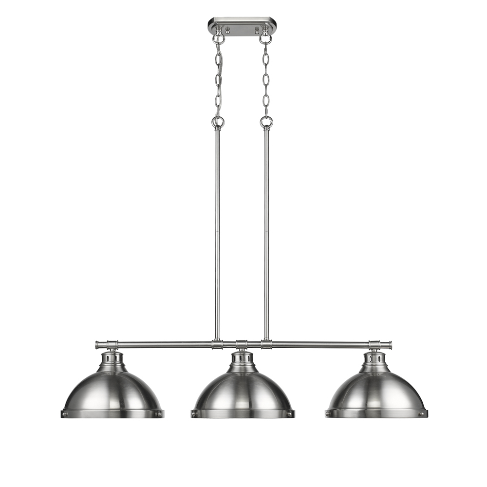 Duncan Small Pendant with Rod in Pewter with Rubbed Bronze