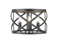 Golden 0890-FM ABI - Alcott 2 Light Flush Mount in Antique Black Iron with No Shade