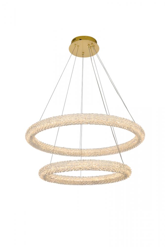 Bowen Hang D31.5"+D23.5" LED 80W DIM 3CCT  Satin Gold