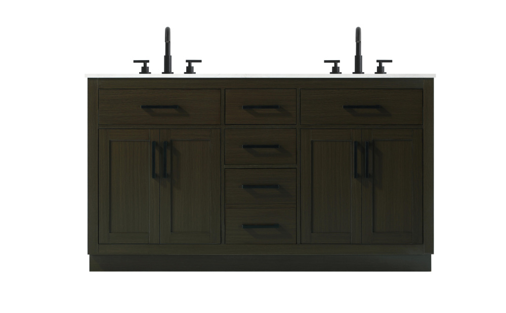 Vanity Cabinet 4Dr5Dw 60"W x 22"D x 35''H Mocha Brown