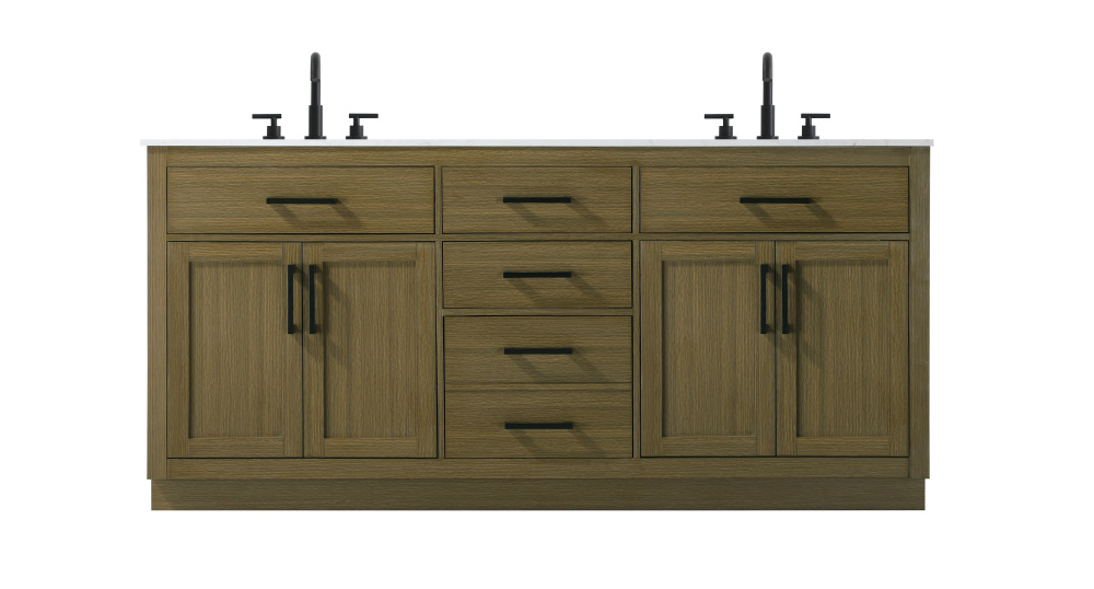 Vanity Cabinet 4Dr5Dw 72"W x 22"D x 35''H Chestnut Brown