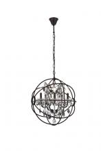 Elegant 1130D20DB-SS/RC - Geneva 5 Light Dark Bronze Pendant Silver Shade (Grey) Royal Cut Crystal