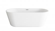 Elegant BT10665GW-BNK - 65 inch Soaking Bathtub in Glossy White with Brushed Nickel Trim