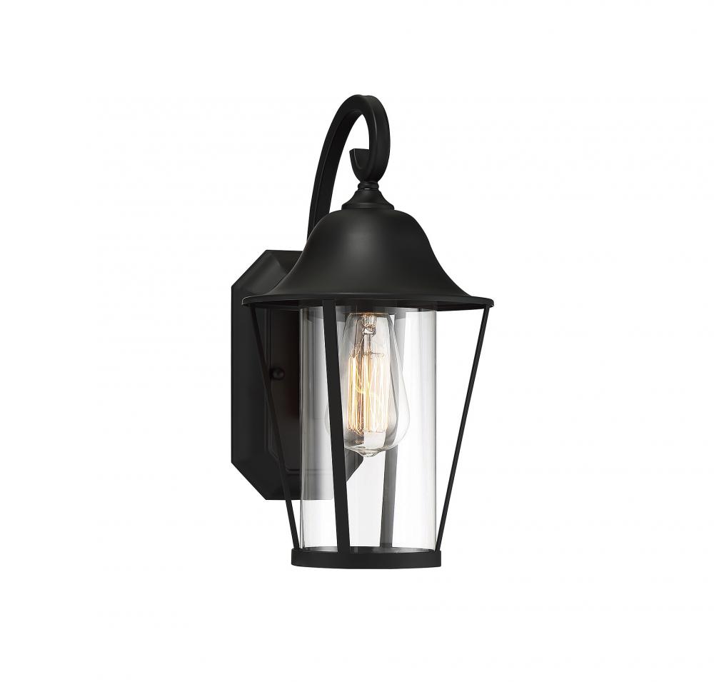 1-Light Outdoor Wall Lantern in Matte Black