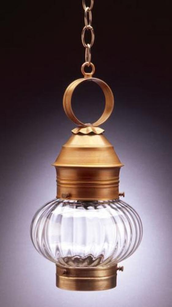 Onion Hanging No Cage Antique Brass Medium Base Socket Optic Glass
