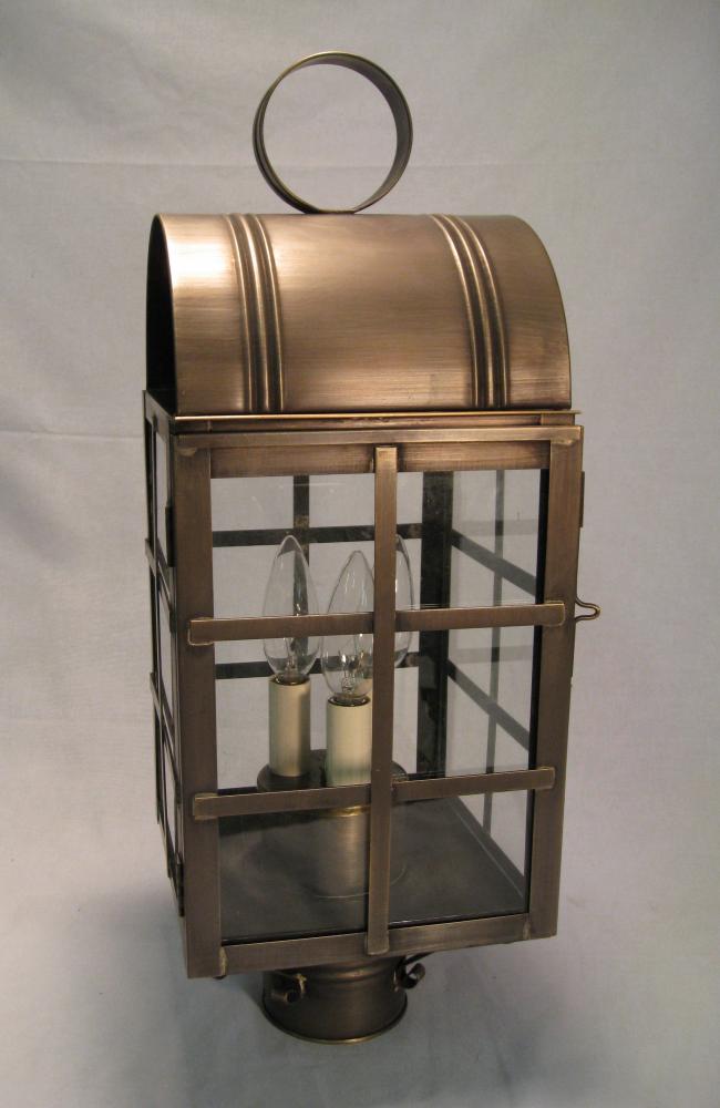 Culvert Top H-Bars Post Verdi Gris Medium Base Socket With Chimney Clear Glass