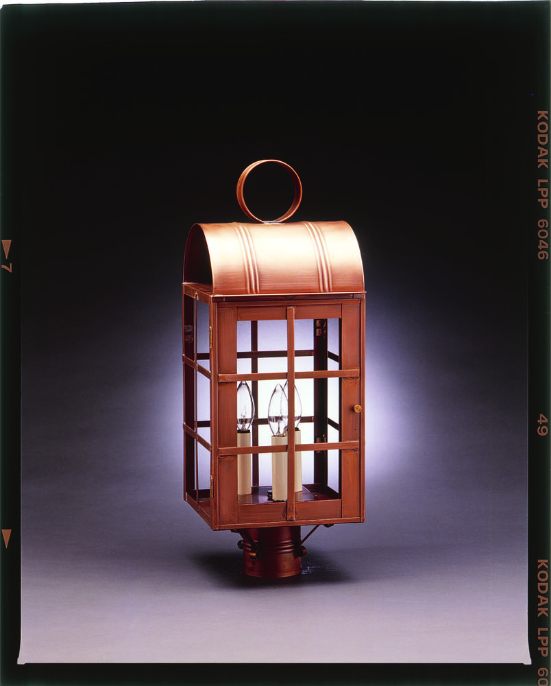 Culvert Top H-Bars Post Dark Antique Brass Medium Base Socket With Chimney Clear Glass