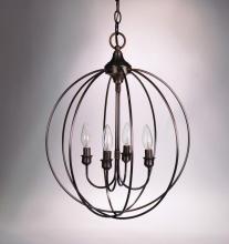 Northeast Lantern CH904-AC-LT4 - Hanging Circle Chandelier Antique Copper 4 Candelabra Sockets